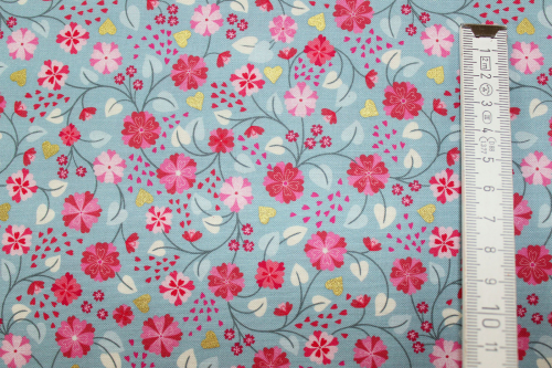 Preview: Designerbaumwollstoff Love Flowers (10 cm)